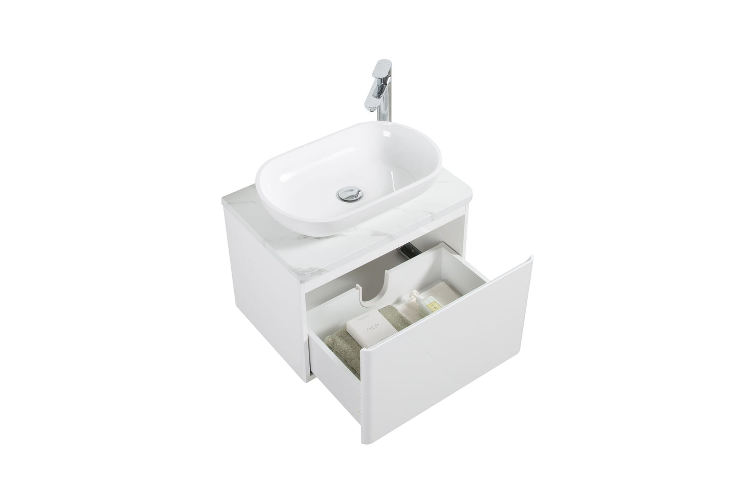 Santorini Single Drawer Vanity, Top and Basin 600mm