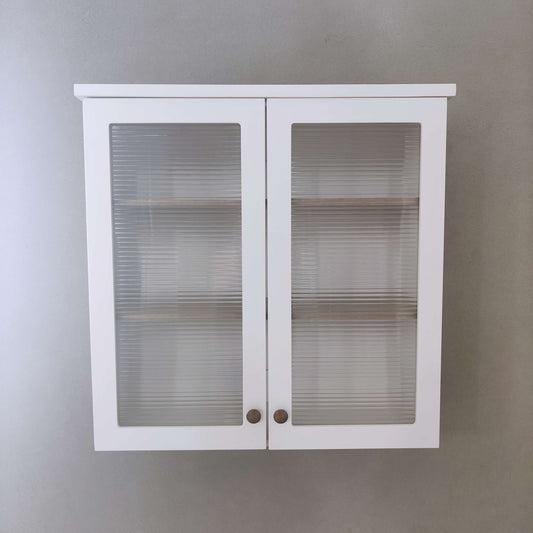 WhiteDblDoorFlutedGlassWallCabinet900H